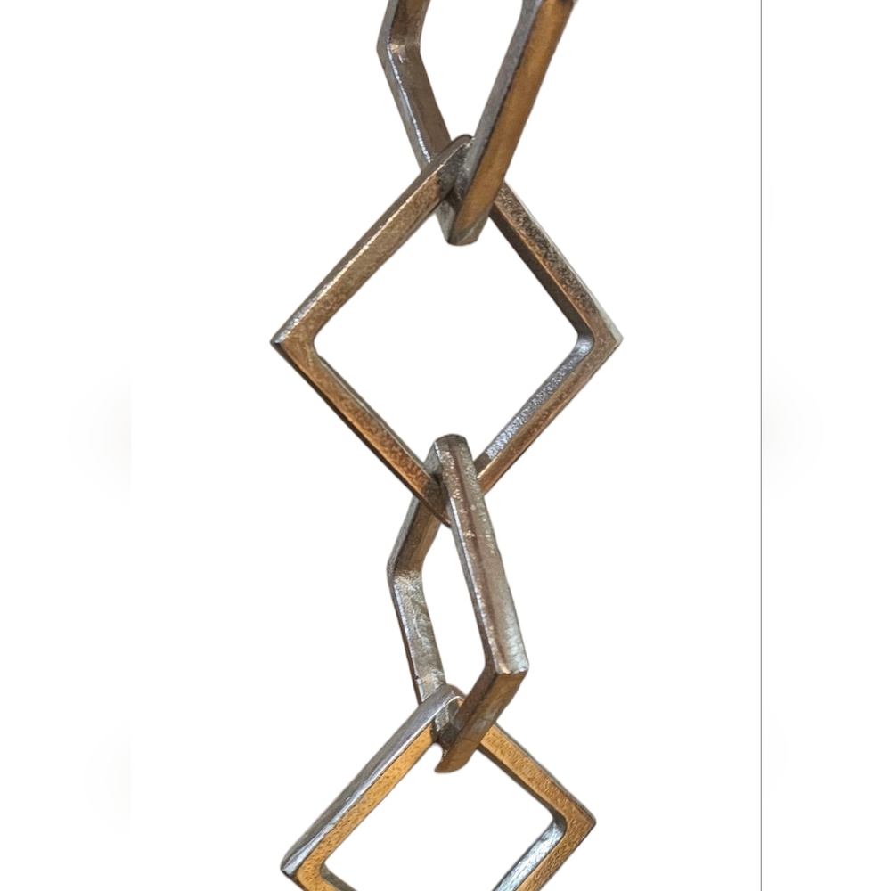 Modern Distressed Silver Geometric Home Decor 4 Square Links 4.15"Sq x 18" Long - Picture 3 of 6